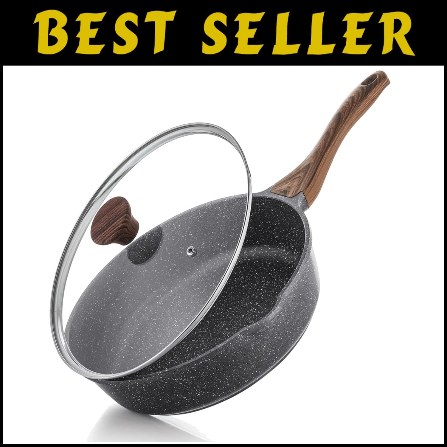 Healthy Induction-Ready Skillet with Stay-Cool Handle & Glass Lid – 4.3 Qt