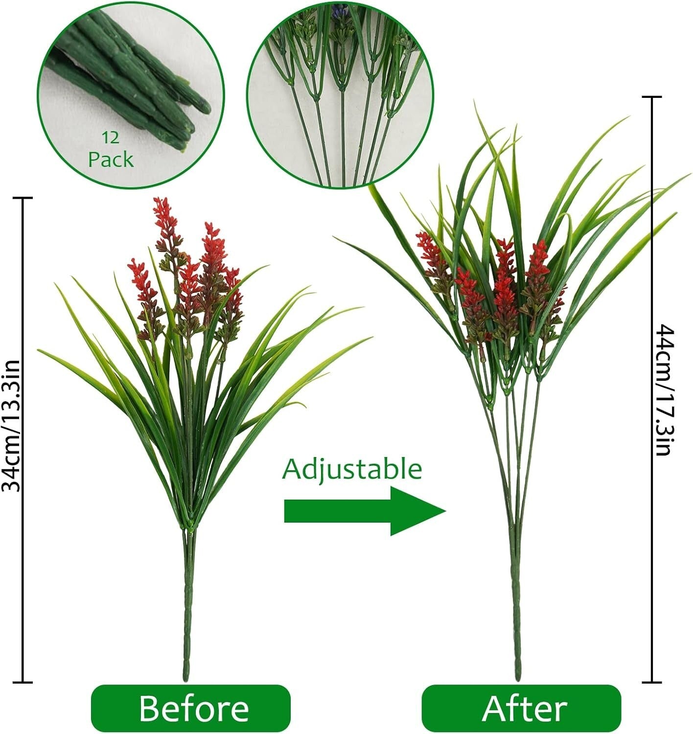 Resilient 18.2" Faux Plants - 36 Bundles for Easy Indoor & Outdoor Decor