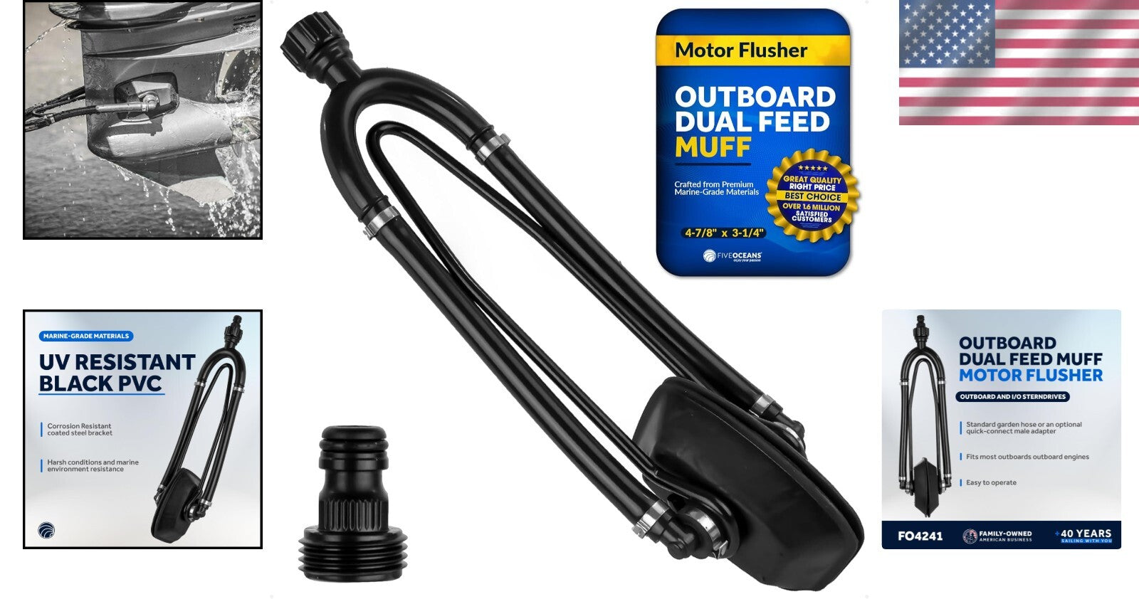 Premium Dual-Feed Outboard Motor Muffs with Quick Connect for Easy Flushing