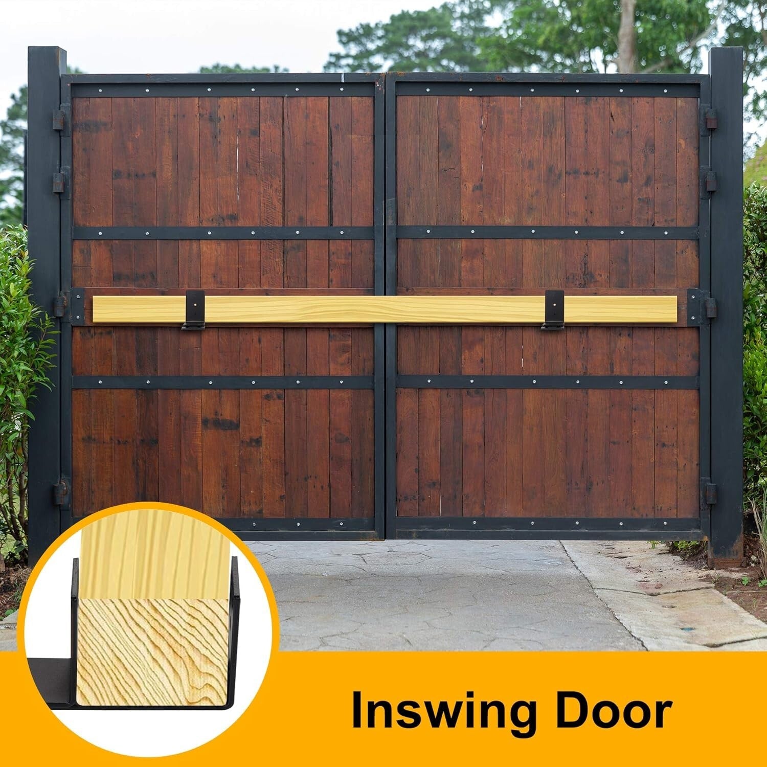 Industrial-Grade Security Door Brackets - 2pcs Powder-Coated Steel Set