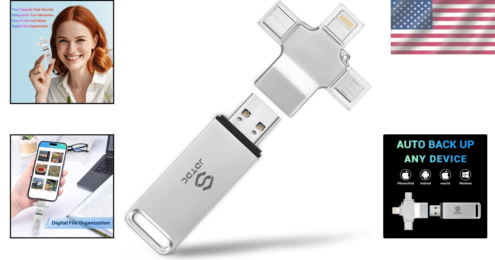 Universal 4-in-1 Photo & Video Storage Drive - Military-Grade Security