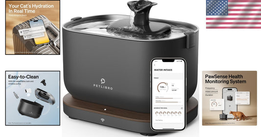 App-Enabled Pet Water Fountain - 2.5L Stainless Steel with Health Monitoring