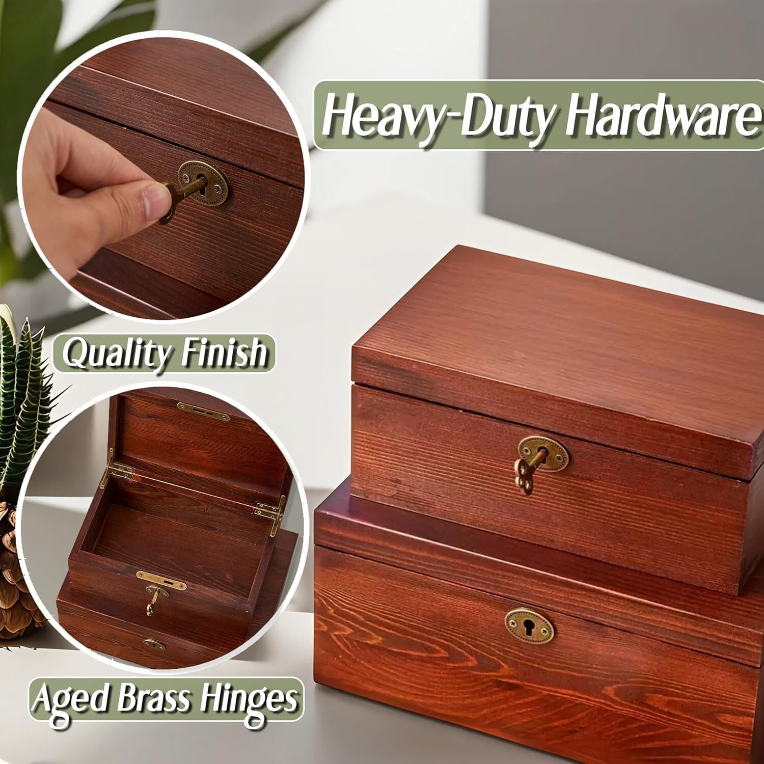 Walnut Finish Decorative Chest with Hinged Lid - Antique Style Storage Solution