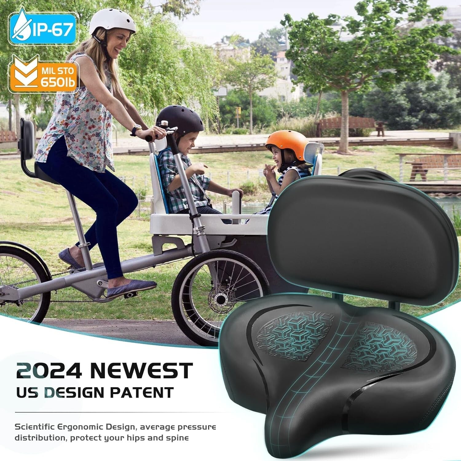 Ergonomic Oversized Bicycle Saddle with Memory Foam - Easy 2-Minute Installation