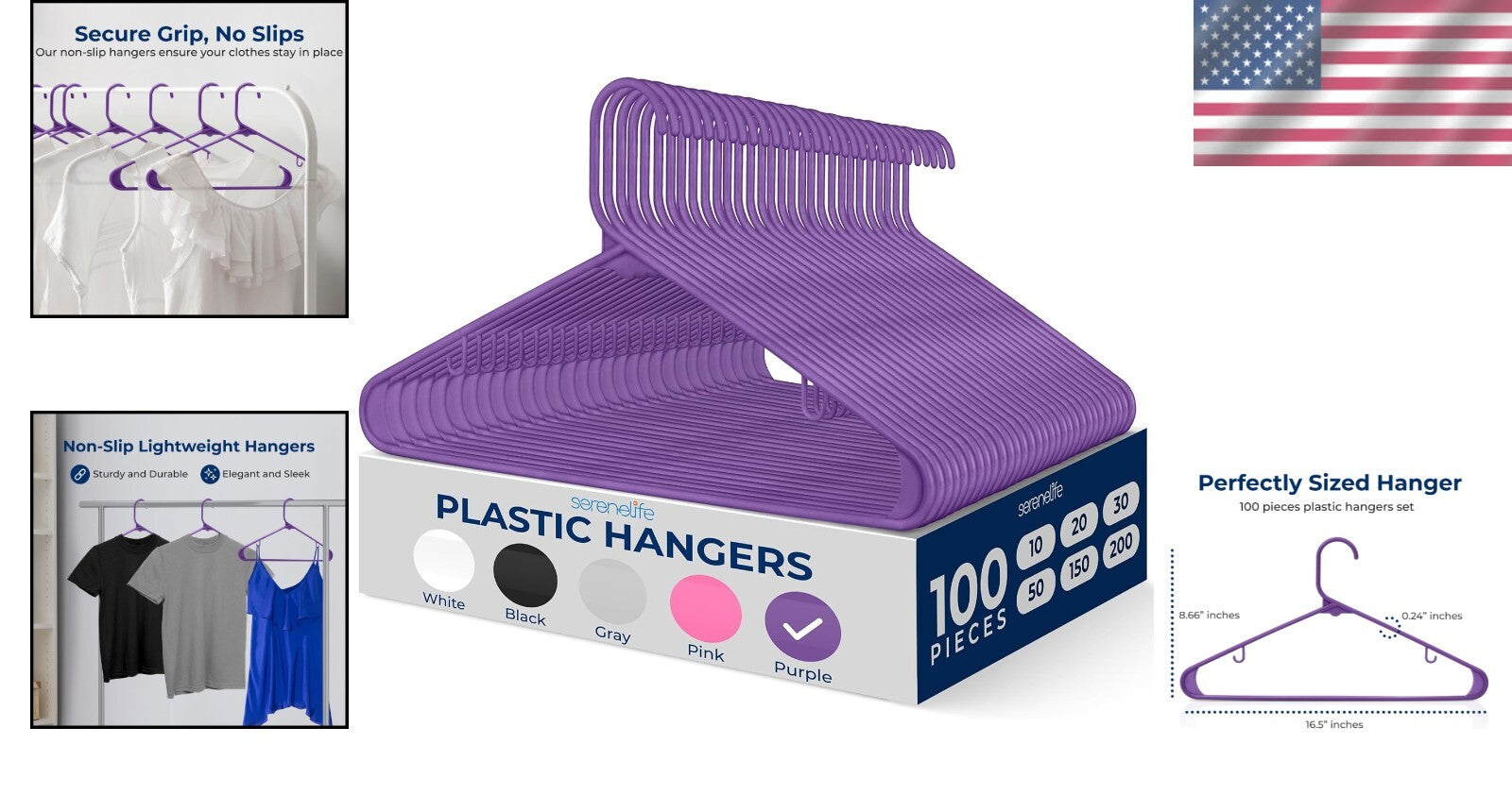 Ultra-Thin Non-Slip Plastic Hangers - 100 Pack for Efficient Closet Organization