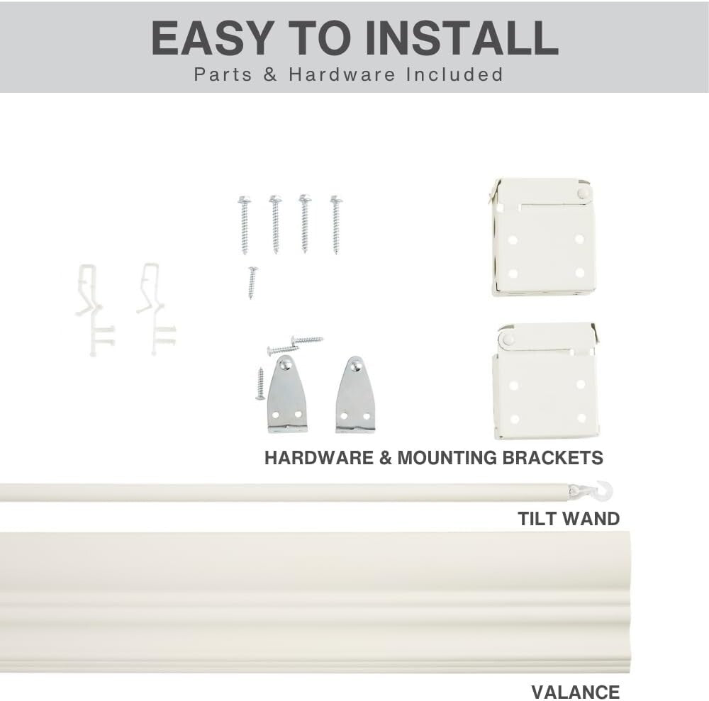 Elegant Room Darkening 35"x60" Cordless Faux Wood Blinds - Soft White Finish