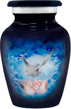Load image into Gallery viewer, Elegant Set of 4 Blue Dove Keepsake Urns for Human Ashes - Handcrafted Beauty