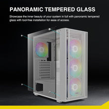 Load image into Gallery viewer, White Mid Tower Gaming PC Case with Tempered Glass &amp; 4 ARGB Fans - AURA GC2