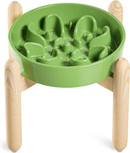Load image into Gallery viewer, Elevated Ceramic Dog Bowls - Non-Slip Clover Green Dishes for Healthy Feeding