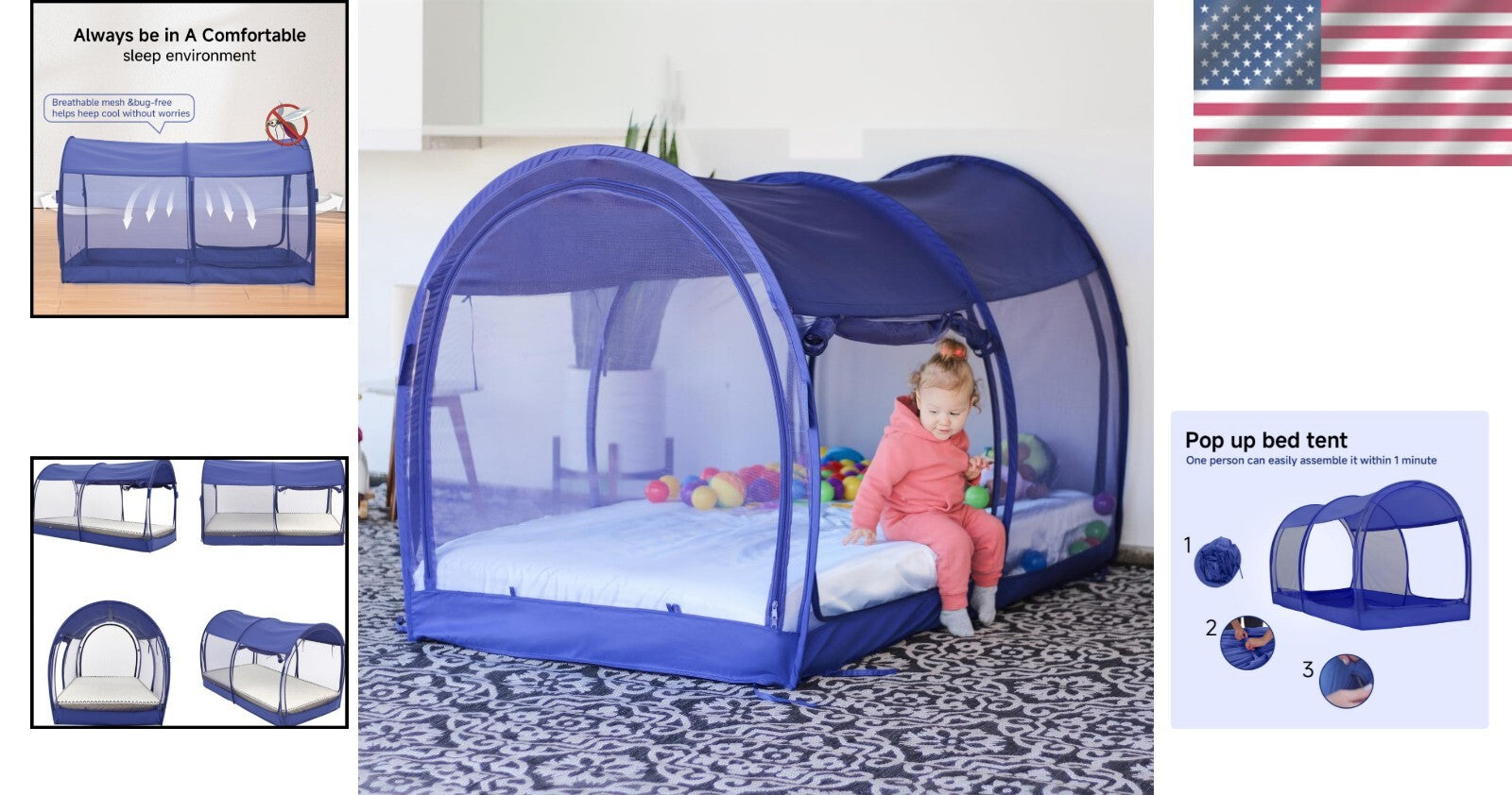 Breathable Mesh Indoor Bed Tent with 4 Doors for Ultimate Privacy - Full Size