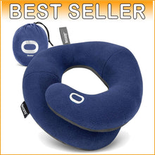 Load image into Gallery viewer, Adjustable Travel Neck Pillow with Double Support and Washable Carry Bag - Navy