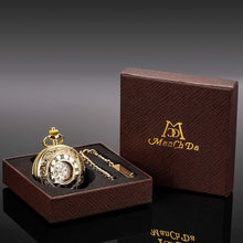 Load image into Gallery viewer, Vintage-Style Mechanical Pocket Watch with Skeleton Dial &amp; Cowboy Chain - Unisex