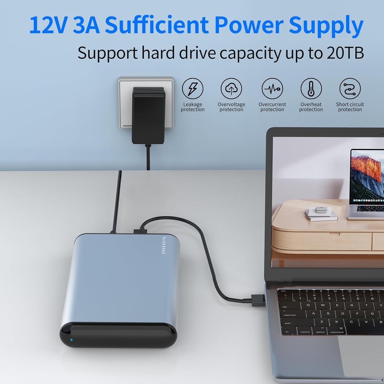 Durable Aluminum SAS to USB Hard Drive Docking Station - Supports 20TB Storage