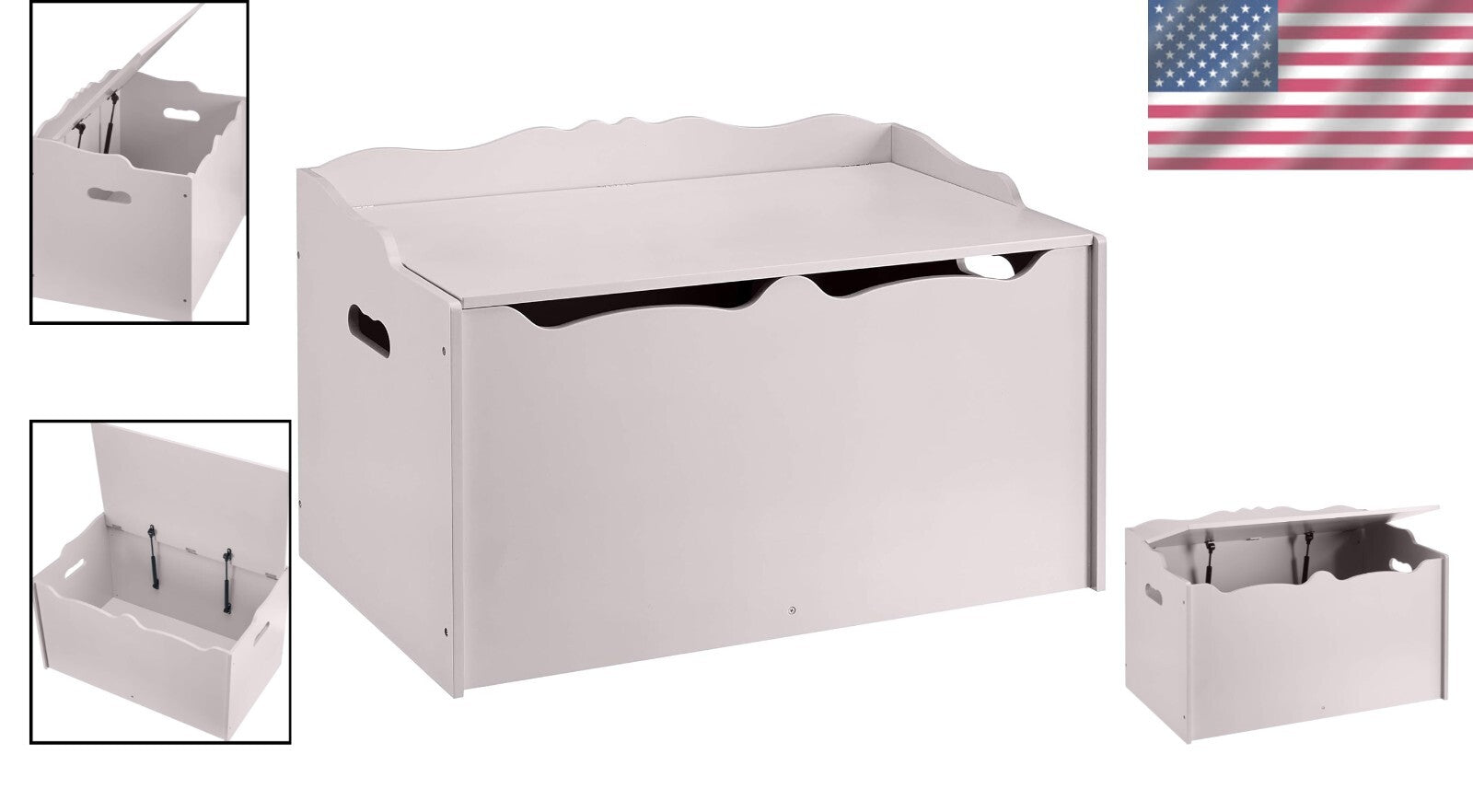 Stylish Kids Toy Box Organizer in Gray, Wooden Storage Chest, 30"x18"x19"