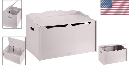 Stylish Kids Toy Box Organizer in Gray, Wooden Storage Chest, 30"x18"x19"
