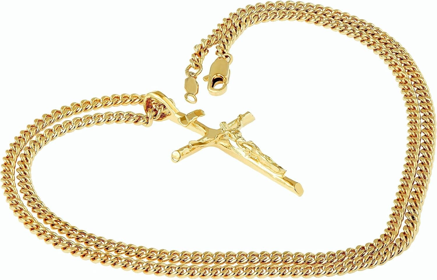 Durable 24K Gold Plated Crucifix Necklace – Yellow & White Gold Options
