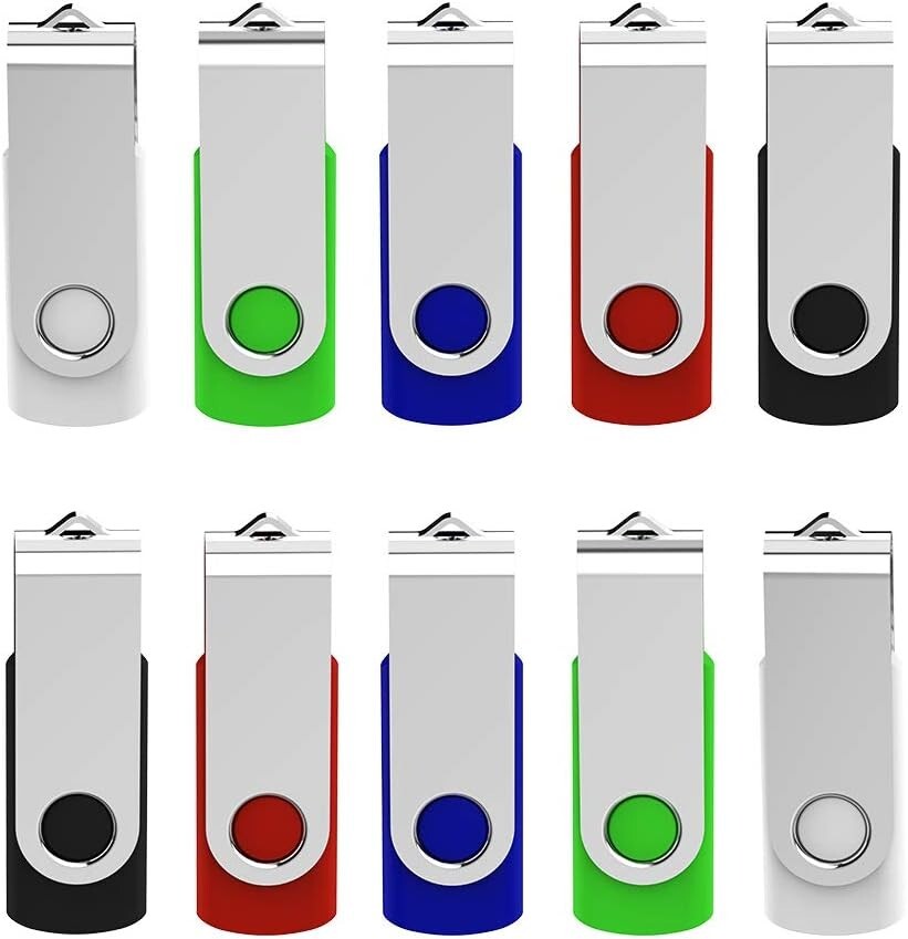 10-Pack USB 3.0 Flash Drive 64GB with LED Indicator - Vibrant Color Collection