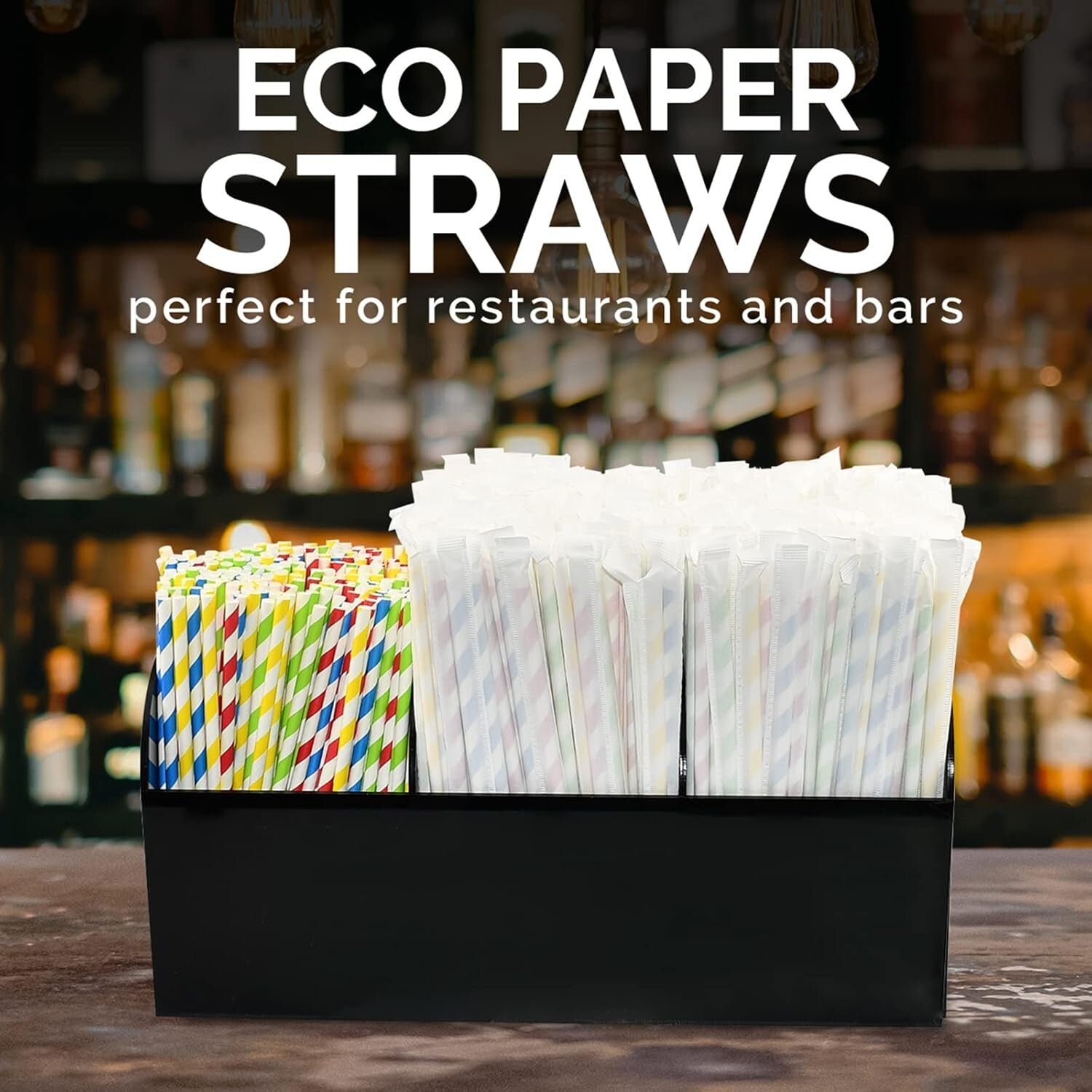 Bulk Biodegradable Paper Drinking Straws - 1000 Individually Wrapped Assorted...