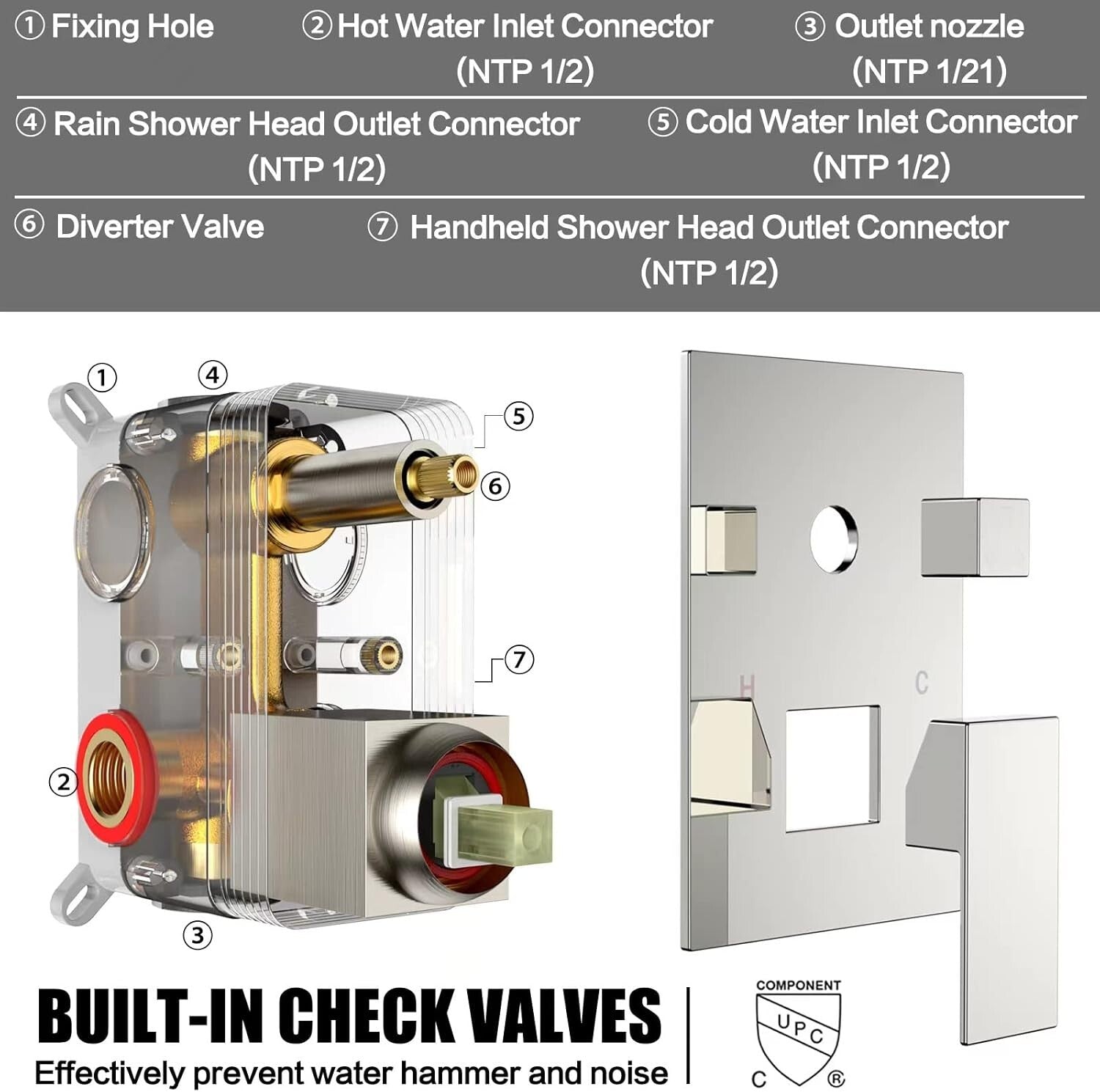 Chrome Wall-Mounted Rain Shower & Tub Spout Set with 10-Inch Head - Easy Install