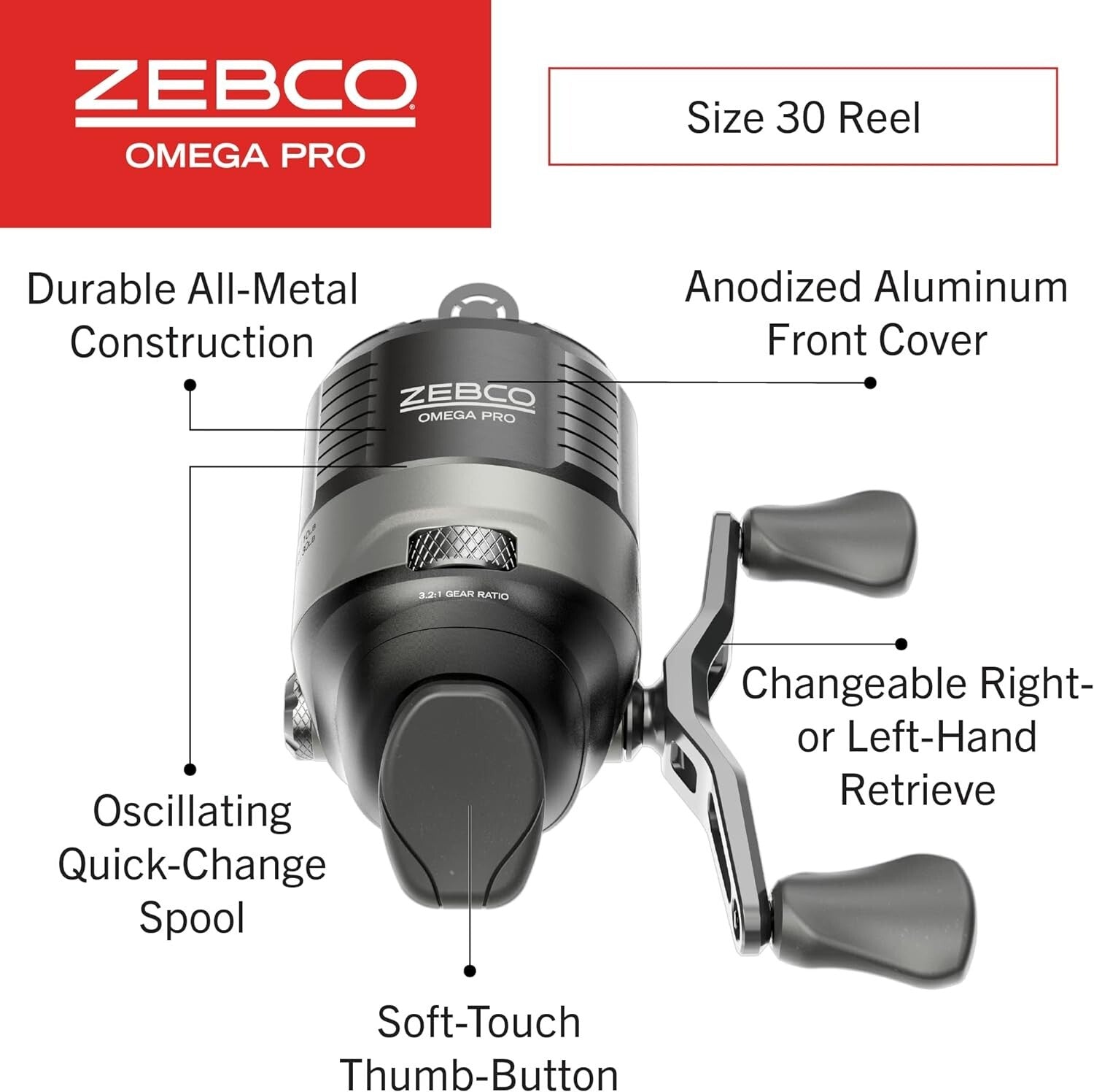 All-Metal Omega Pro Spincast Fishing Reel - Braid Ready with Quick-Change Spool