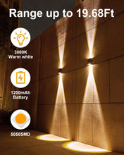 Load image into Gallery viewer, Solar Powered Outdoor Wall Sconce Lights with Upward/Downward Lighting - 4 Pack