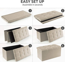Load image into Gallery viewer, Elegant 30-Inch Linen Ottoman with Storage - Ideal for Living Room or Bedroom