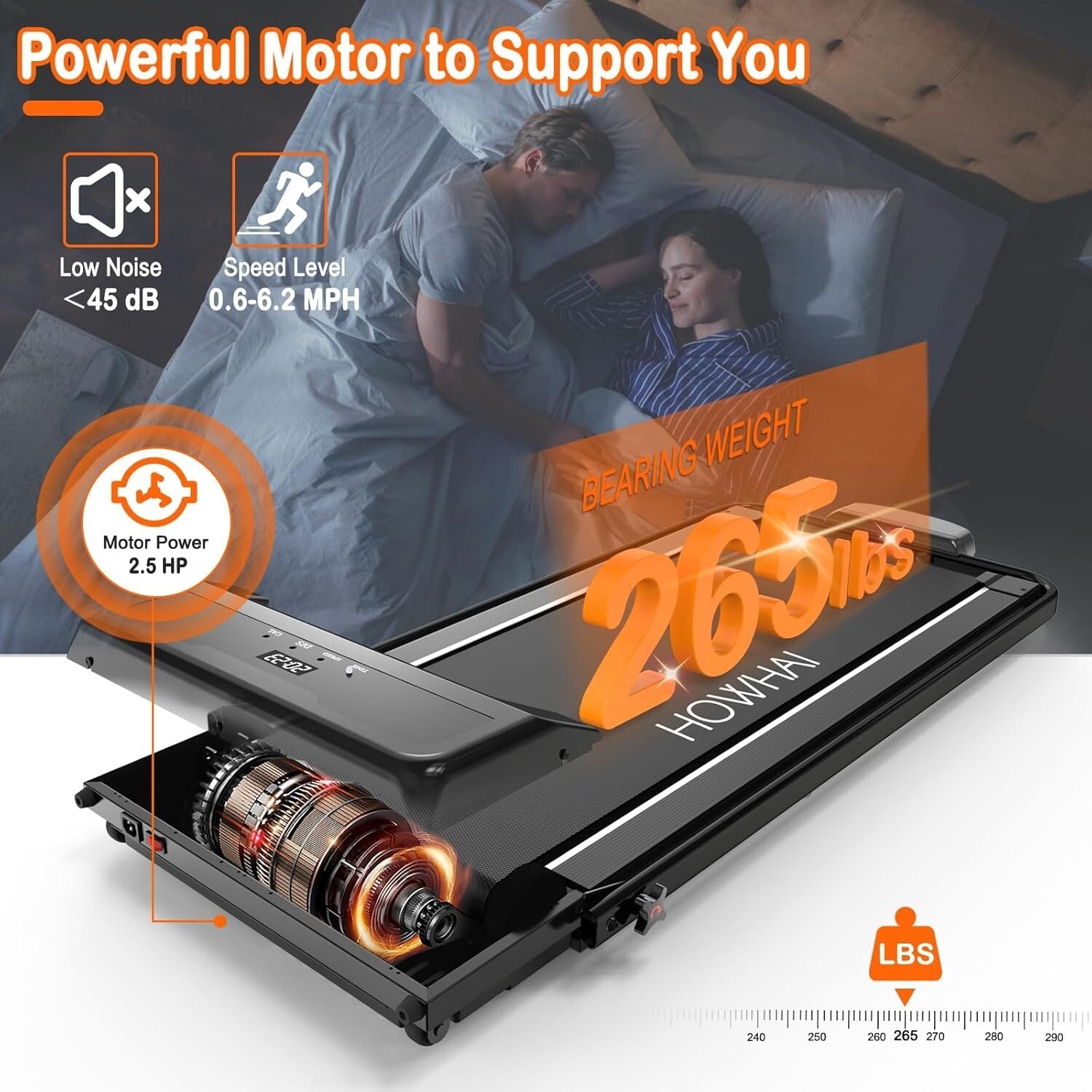 Compact 2.5HP Treadmill with Manual Incline, LED Display & Data Memory Function