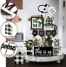 Load image into Gallery viewer, Charming Rustic Wood Tray Decor Set with 11 Signs - Ideal for Housewarming Gifts