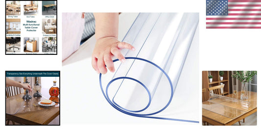 Durable 1.5mm Thick Clear Plastic Tablecloth - Wipeable Protector 30x108
