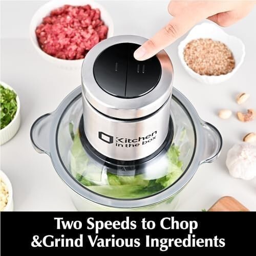 400W Electric Food Processor: Meat Grinder & Vegetable Chopper with 8-Cup Bowls
