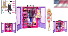 Load image into Gallery viewer, Doll Wardrobe Organizer: Fashionistas Ultimate Closet with 3 Stylish Outfits
