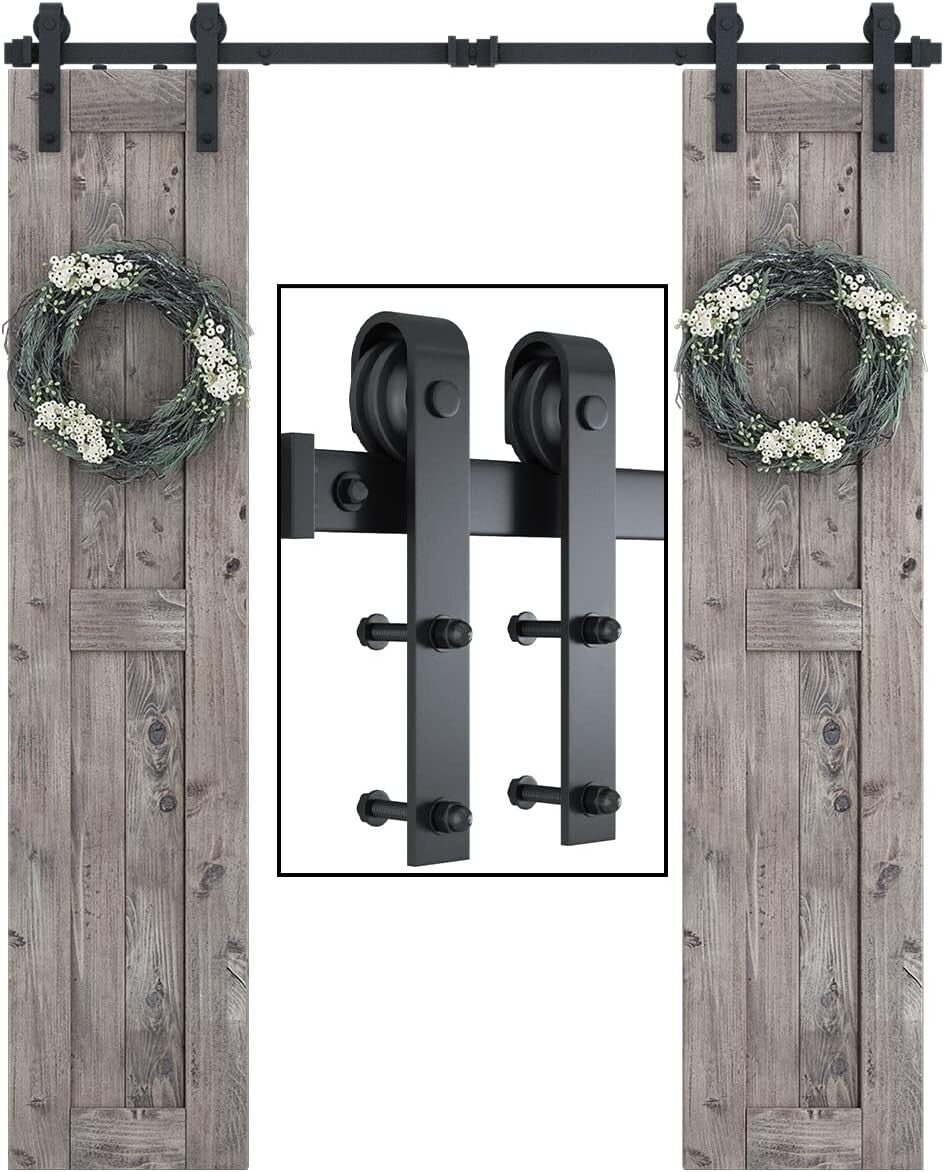 Durable 6FT Sliding Door Track with J Shape Hangers - Easy Installation