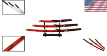 Load image into Gallery viewer, Stunning 3-Piece Samurai Sword Set: Katana, Wakizashi &amp; Tanto in Red Marble