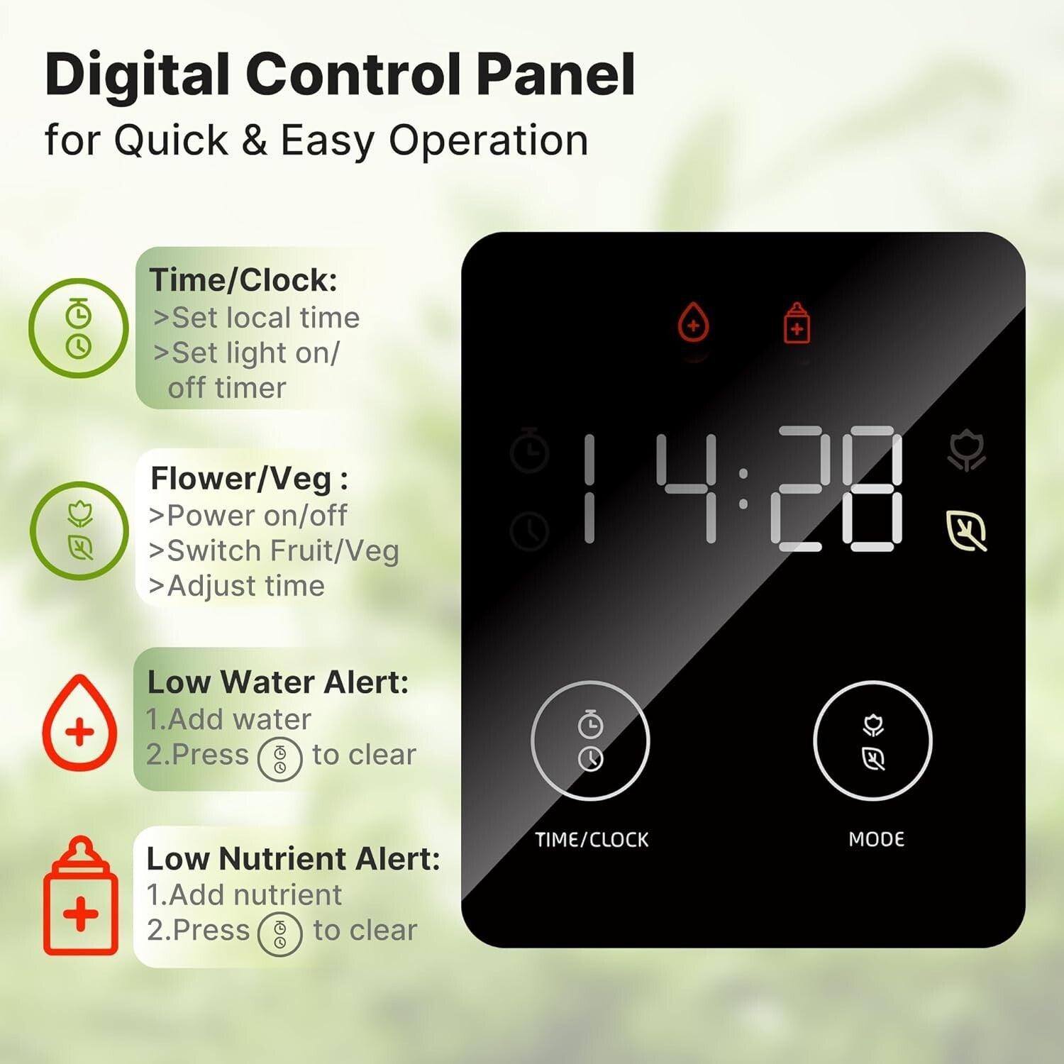 Complete Hydroponics Garden Kit - 20 Pods, Light Timer & Water Level Indicator