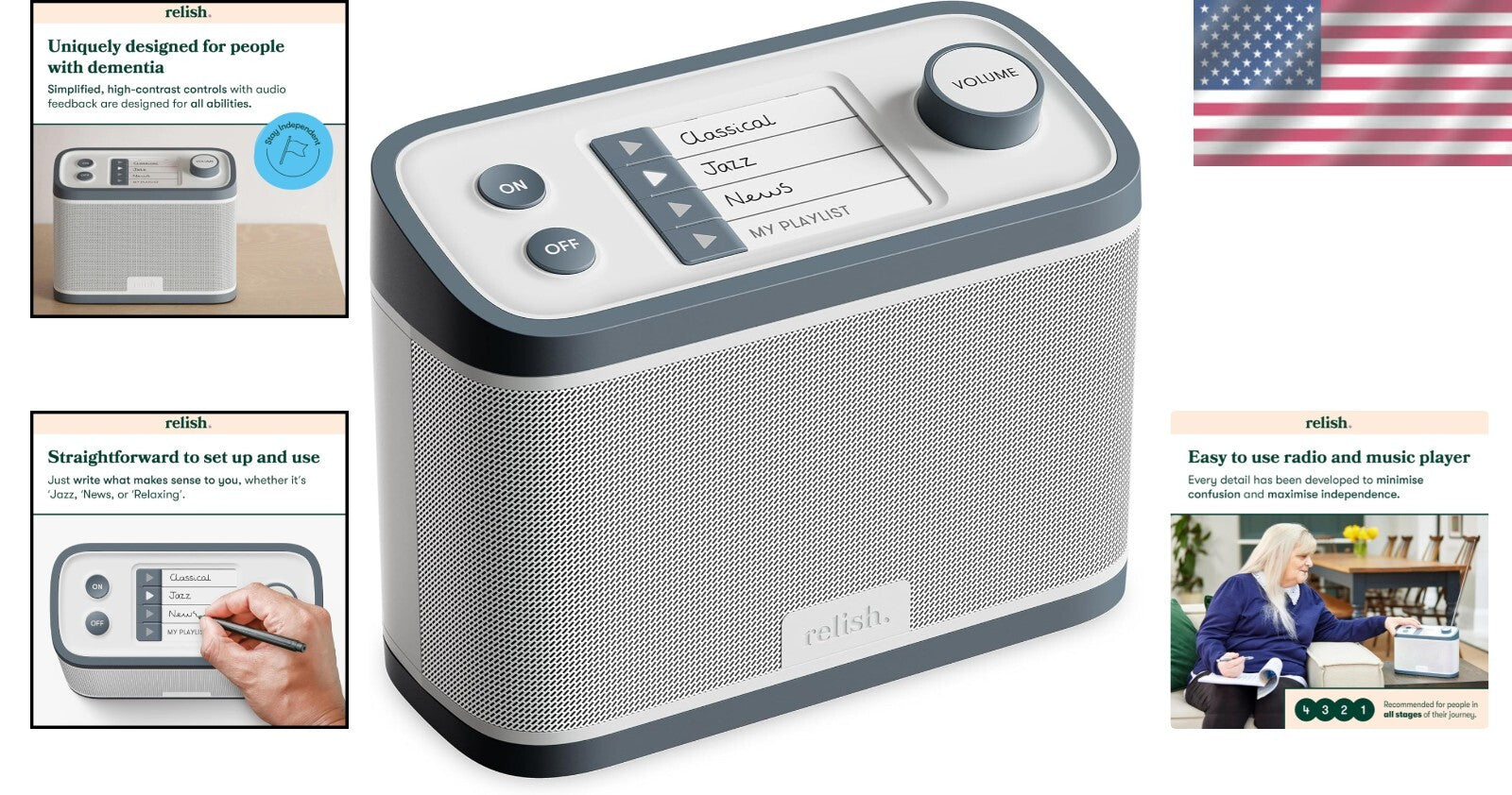 Simple Use FM Radio and MP3 Music Player for Seniors, Visually Impaired