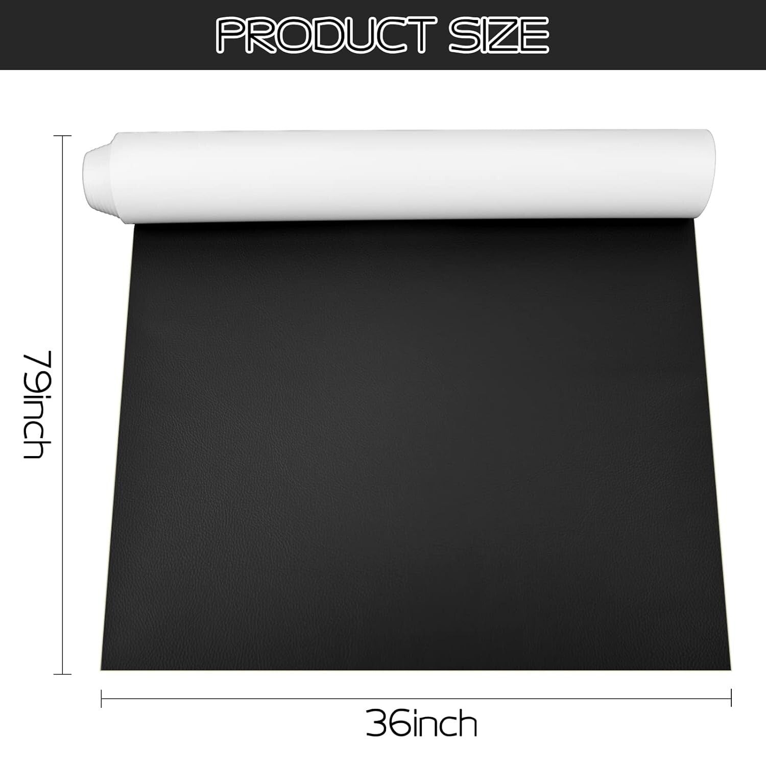 Durable Self-Adhesive Leather Repair Patch for Furniture - 36x79 inch Black Tape