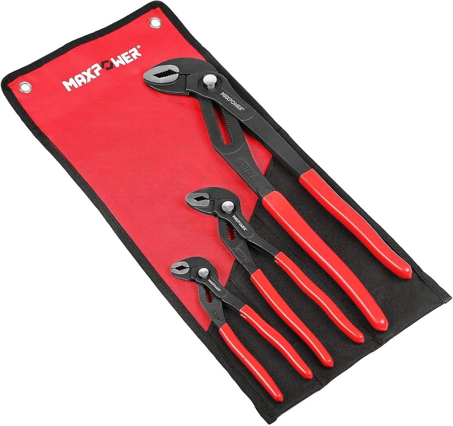 Chromium-Vanadium Water Pump Pliers Set with Rubber Grip - 3 Sizes Included