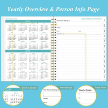 Load image into Gallery viewer, Elegant 2025-2026 Daily Planner with 12 Monthly Tabs - 11" x 8.5" Blue Design