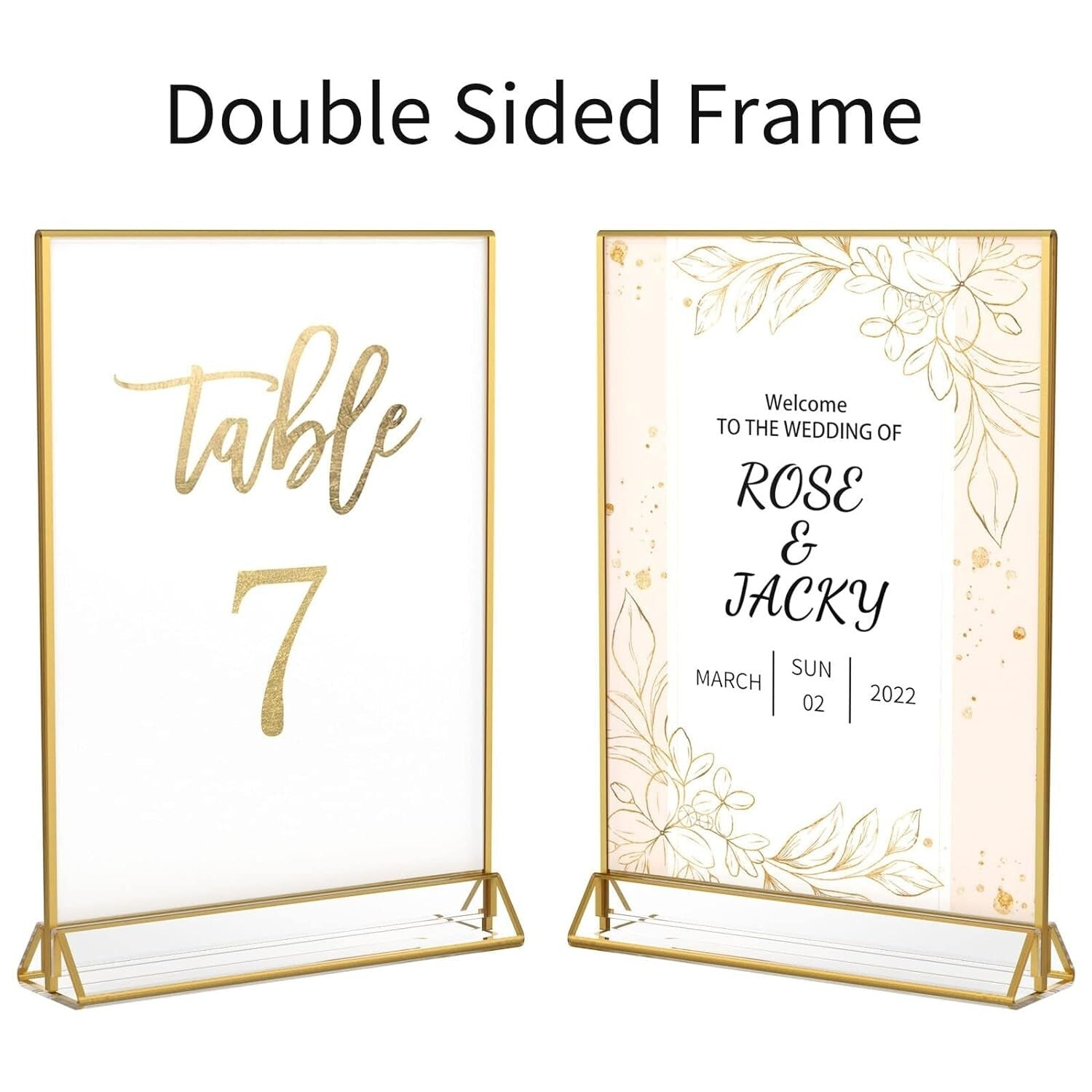 Double-Sided Acrylic Picture Frames with Gold Frames - Perfect for Menu Displays