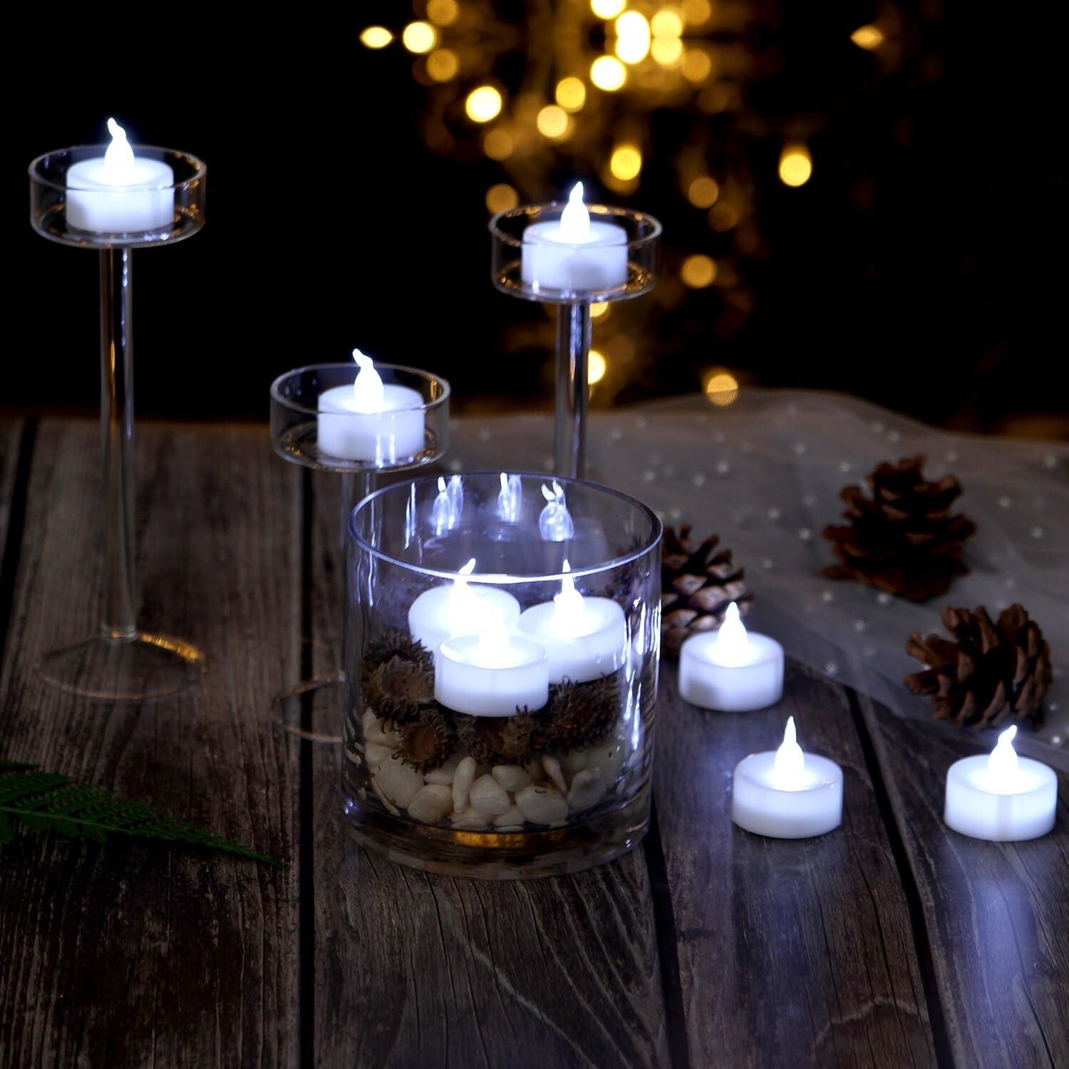 100 LED No-Flicker Tealight Candles - Cool White for Wedding & Home Decor