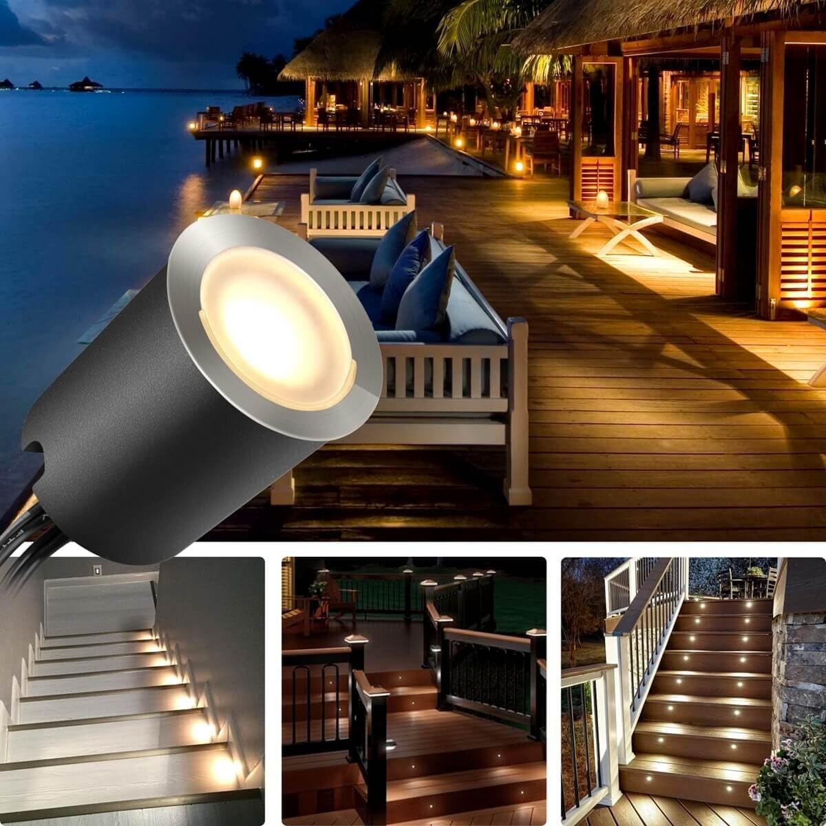 16-Pack Dimmable Outdoor LED Deck Lights φ32mm - Safe & Stylish Illumination
