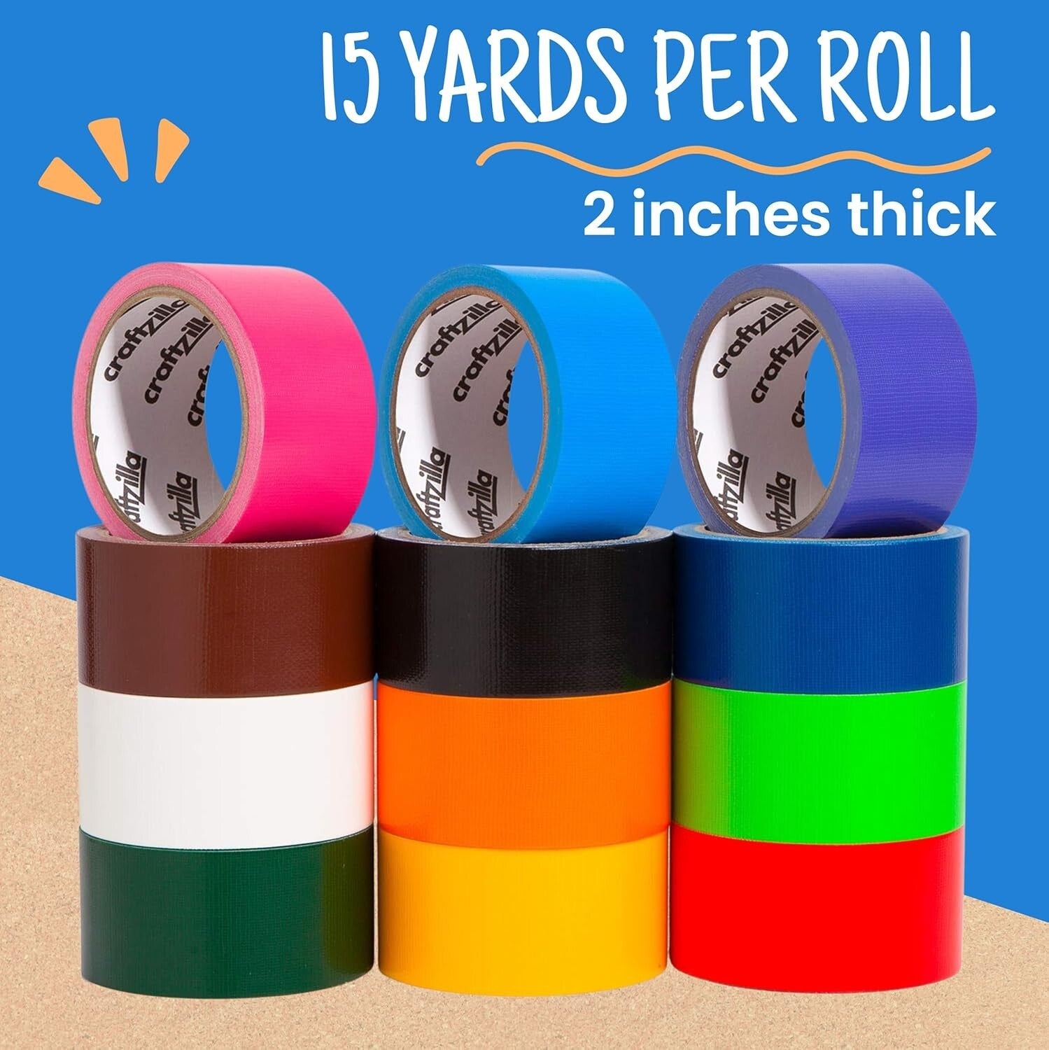 180 Yards of Rainbow Duct Tape - 12 Pack - Perfect for Fun Crafts & School