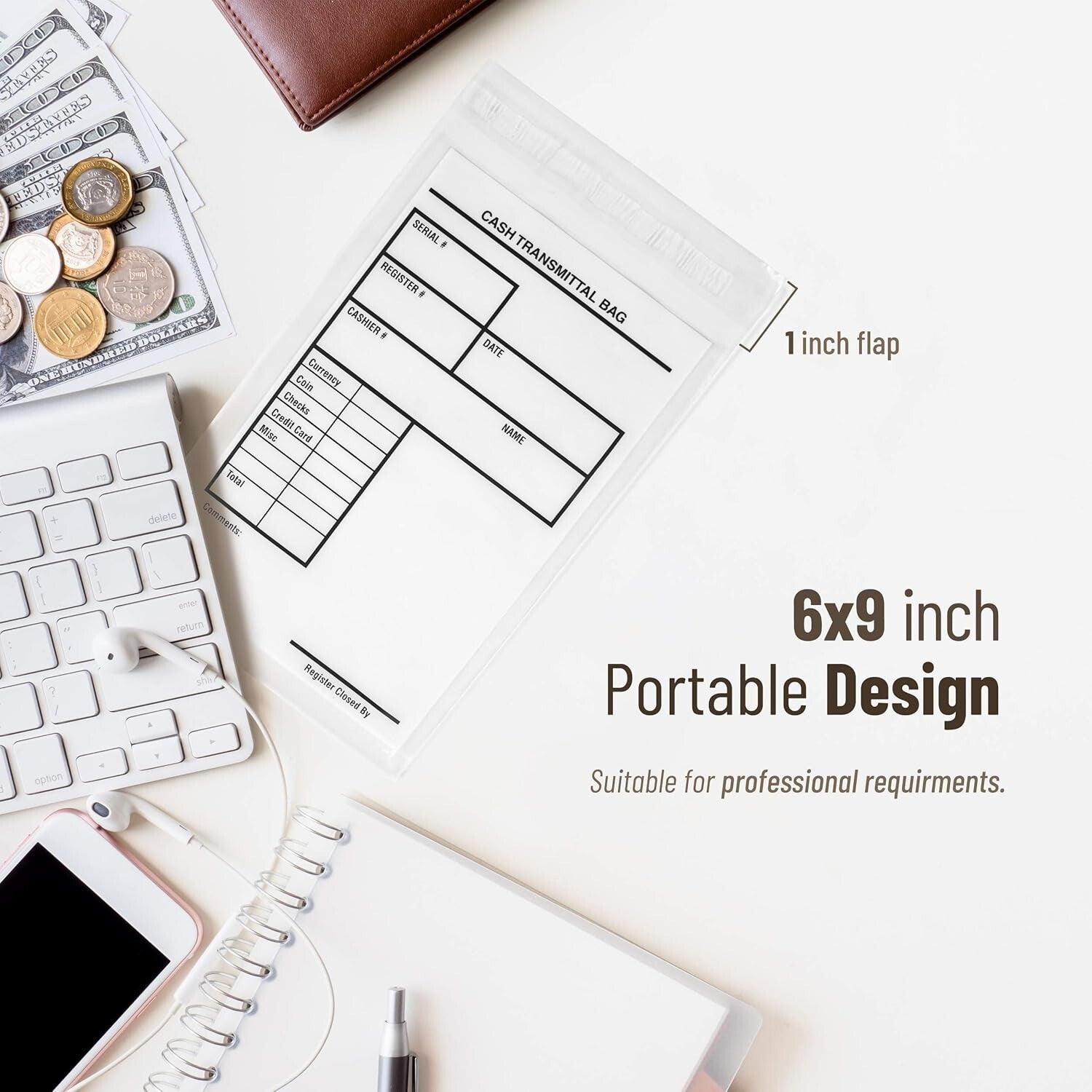 Secure Tamperproof Cash Bags - 6x9 Inch Self-Adhesive Envelopes, 500 Per Pack