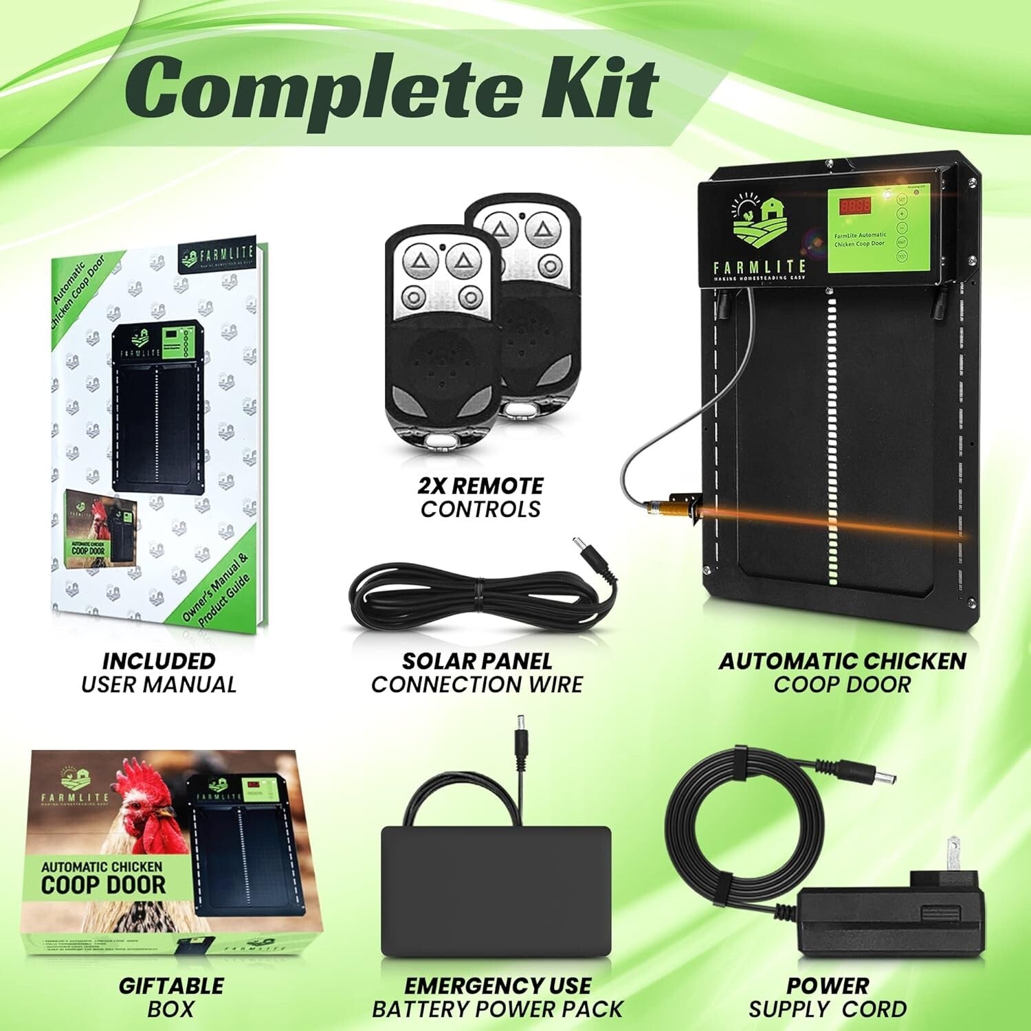 Automatic Chicken Coop Door with Timer & Light Sensor - Weather Resistant