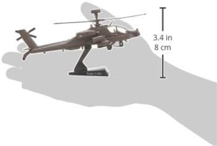 Medium 1/100 Scale Diecast Boeing AH-64D Apache Model - Details & Stand Included
