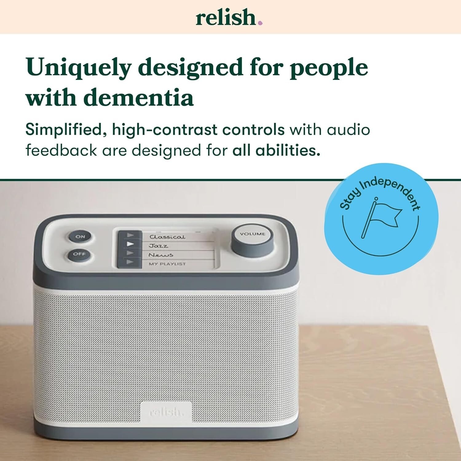 Simple Use FM Radio and MP3 Music Player for Seniors, Visually Impaired
