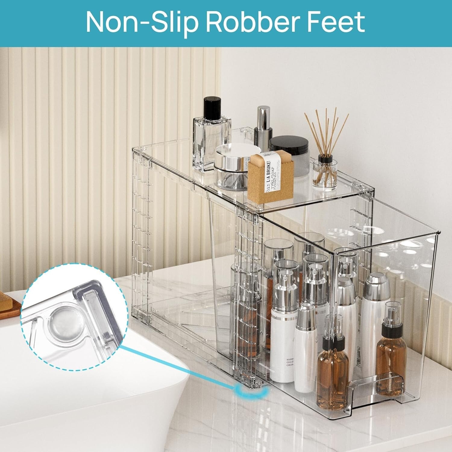 Multi-Purpose Clear Plastic Storage Drawers - Ideal for Cabinets & Vanities