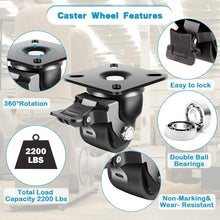 Load image into Gallery viewer, 2200 LB Load Capacity Heavy Duty Casters with Brake - Set of 4 Industrial Wheels