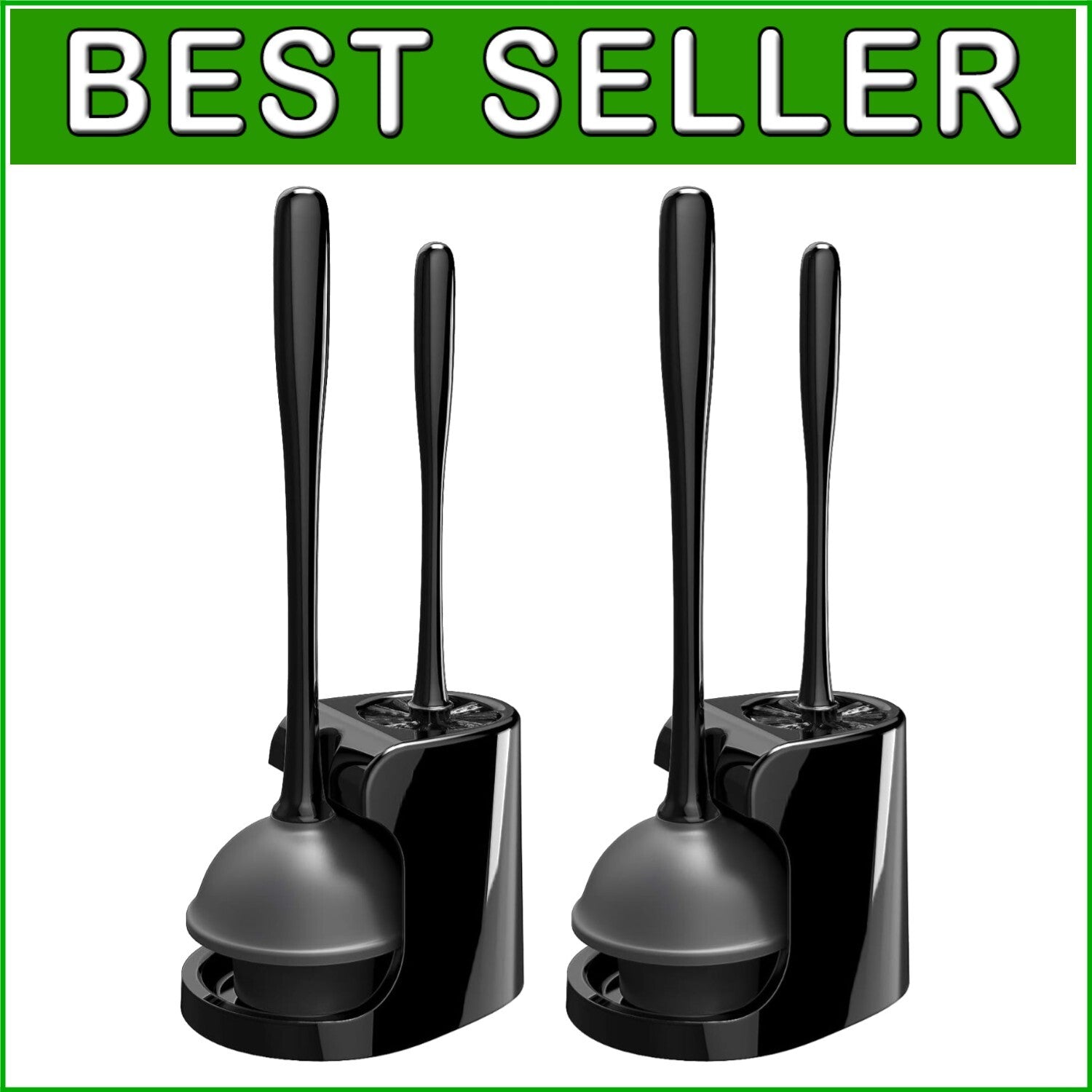 2-in-1 Toilet Plunger & Brush Set with Holder - Stylish Bathroom Essential