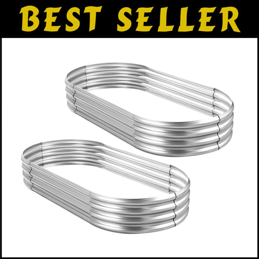 Durable Galvanized Steel Raised Garden Bed Set, 8x4x1 ft for Vibrant Vegetables